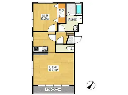 グランドリーRII(1LDK/2階)の間取り写真