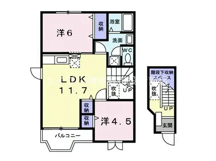 クレストール夏澤B棟(2LDK/2階)の間取り写真