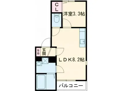 エコノ高松(1LDK/2階)の間取り写真