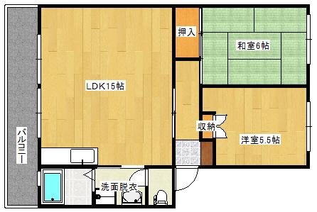 サンコーポ井口B棟(2LDK/2階)の間取り写真