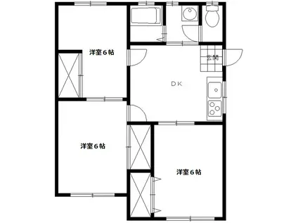 オレンジコート手倉(3DK/2階)の間取り写真