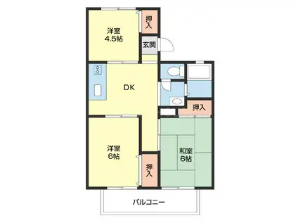 JR和歌山線 布施屋駅 徒歩7分 2階建 築34年(3DK/2階)の間取り写真