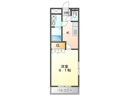 ウォッカ(1K/1階)の間取り写真