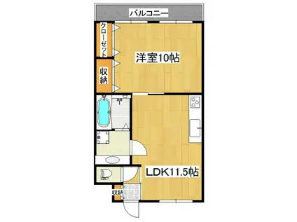 荒川沖南ハイツ(1LDK/3階)の間取り写真