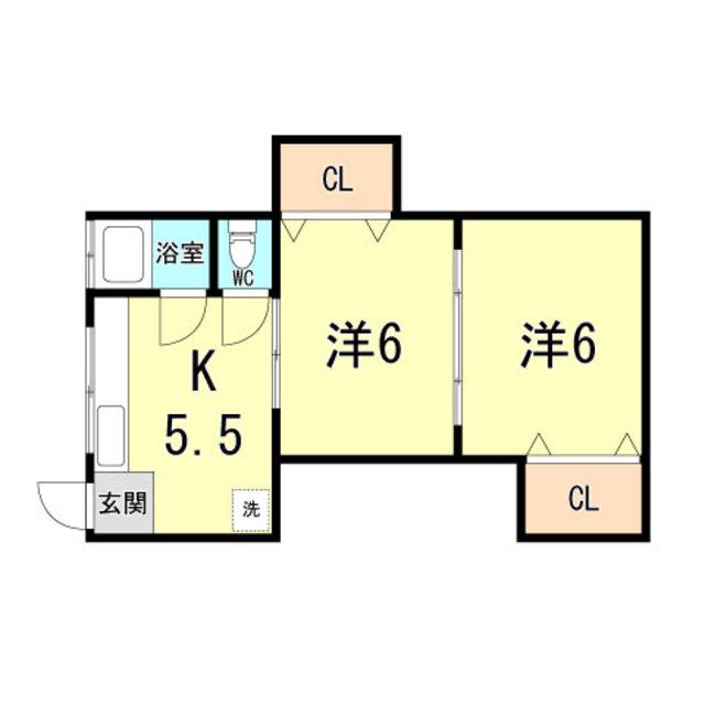 山口文化(2K/2階)の間取り写真