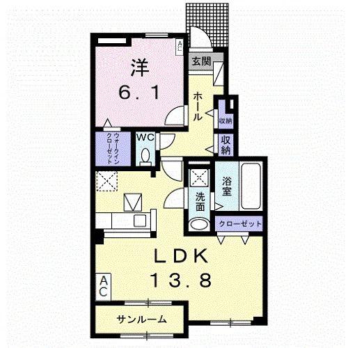 ベルウッド参番館(1LDK/1階)の間取り写真