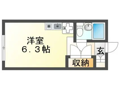 塚口ハイツ(ワンルーム/2階)の間取り写真