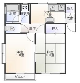 晴優コーポ(2K/2階)の間取り写真