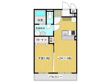 アヴェニール大野原A棟(1LDK/1階)の間取り写真