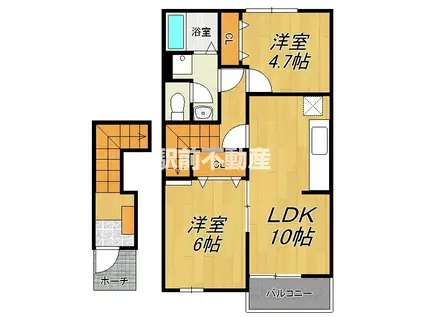 フォレスト金の原II(2LDK/2階)の間取り写真