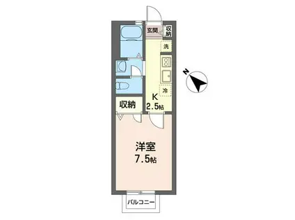 シャリテS(1K/1階)の間取り写真