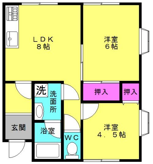 ストーク(2LDK/2階)の間取り写真
