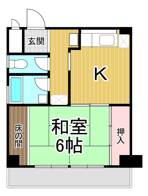 サンパールビル(1DK/4階)の間取り写真