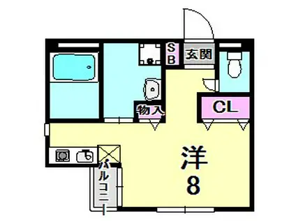 エルハイム(ワンルーム/1階)の間取り写真