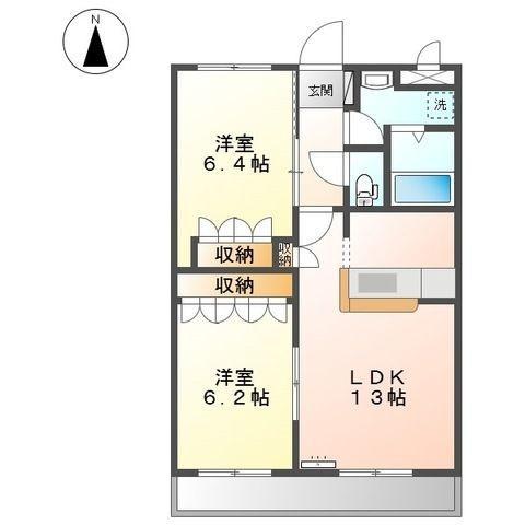 フォルティア横尾(2LDK/2階)の間取り写真