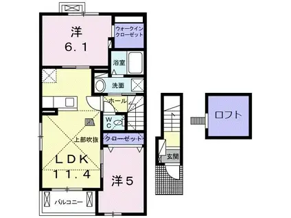 ビオーラ長田 A(2LDK/2階)の間取り写真