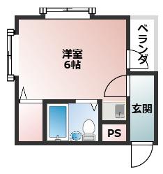 レインボー宿院(ワンルーム/3階)の間取り写真