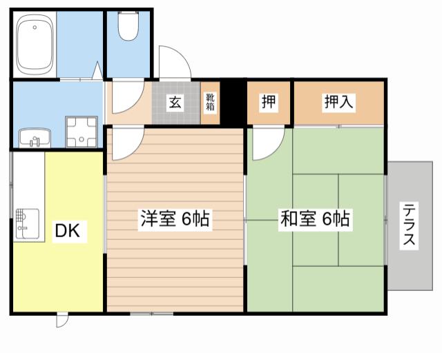 リバティハイツ(2DK/1階)の間取り写真