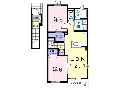 ドゥマン クレールI(2LDK/2階)の間取り写真