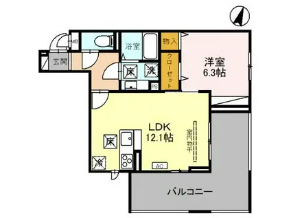 ヴィルソレイユ(1LDK/1階)の間取り写真