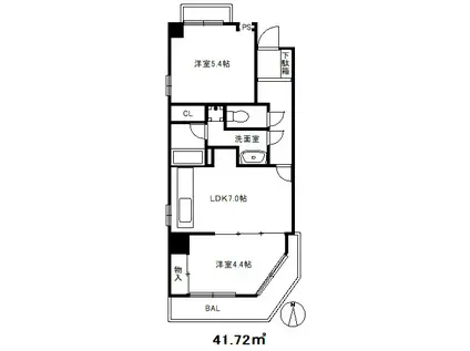 コウベ十一屋(2DK/2階)の間取り写真