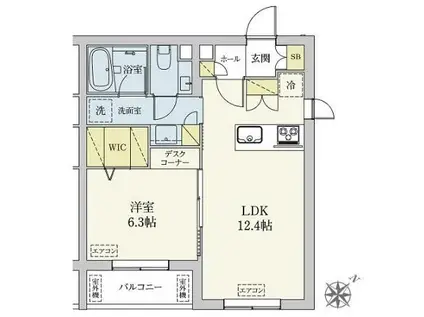 カスタリア旗の台(1LDK/1階)の間取り写真