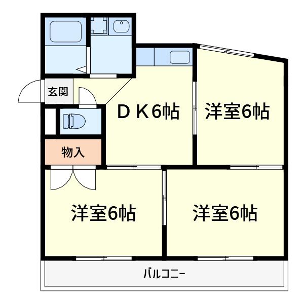 フルネスパート I(3DK/2階)の間取り写真