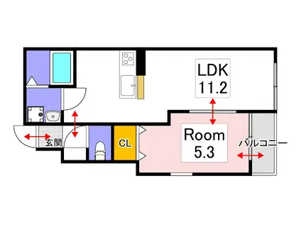 フォレスト庭瀬(1LDK/1階)の間取り写真
