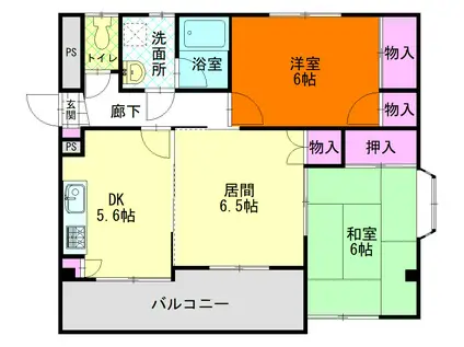 プルミエールB(3DK/2階)の間取り写真