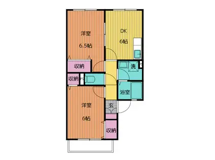 ピンクハット B棟(2DK/2階)の間取り写真