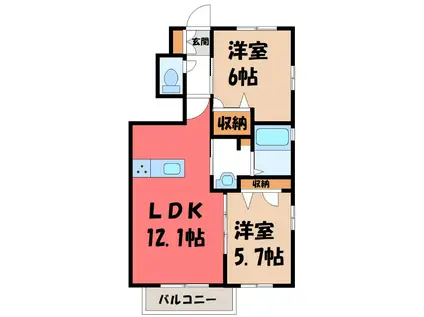 グリーンフォレスト(2LDK/1階)の間取り写真