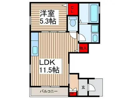 ジャルディニエ(1LDK/1階)の間取り写真