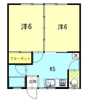 コーポユニ(2K/1階)の間取り写真
