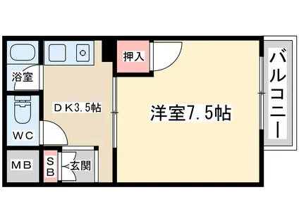 サンロイヤル柴島パート5(1DK/5階)の間取り写真