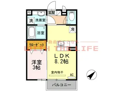 プログレスI(1LDK/2階)の間取り写真
