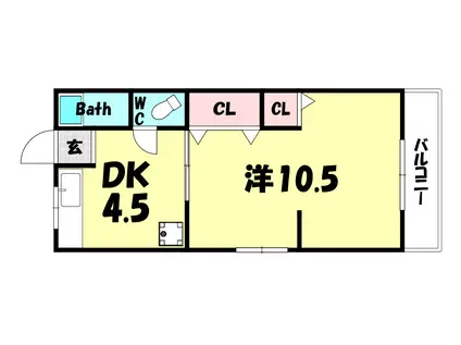 サンシャイン山の手(2DK/2階)の間取り写真