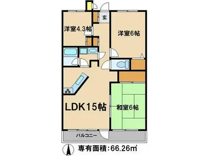 エスポワール八柱(3LDK/4階)の間取り写真