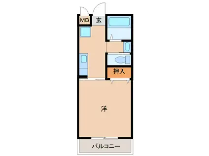 ヒルズリバーサイド東間(1K/1階)の間取り写真