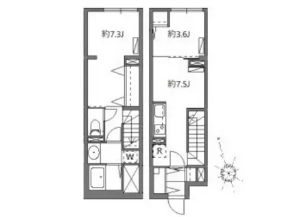 SOLASIA RESIDENCE 学芸大学II(2DK/1階)の間取り写真