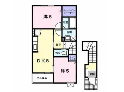 ボニート石井B(2DK/2階)の間取り写真