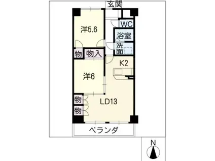ルミエールカワナ(2LDK/5階)の間取り写真