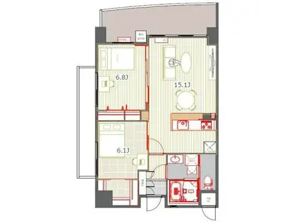 アントゥール薬院(2LDK/3階)の間取り写真