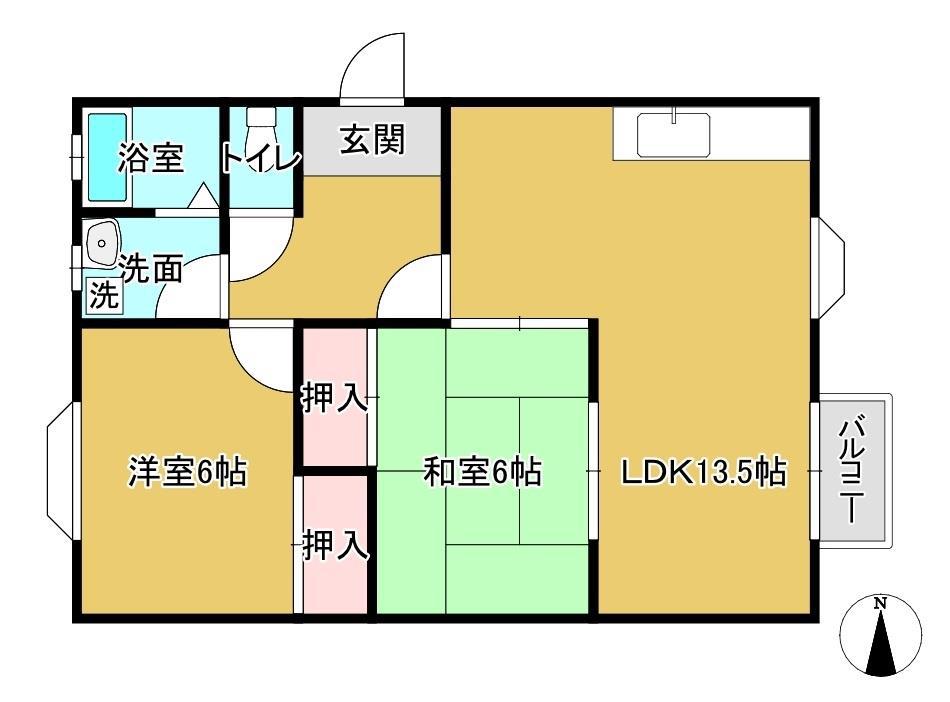 ハウス新町(2LDK/2階)の間取り写真