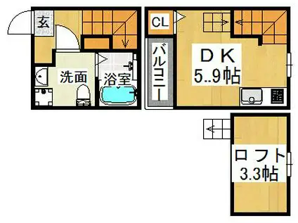 ハーモニーテラス瑞穂通(1SK/1階)の間取り写真