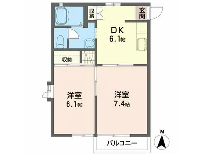 サニーコート・オークスII(2DK/2階)の間取り写真