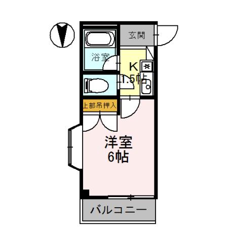 スカイビュー(1K/6階)の間取り写真