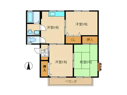 セジュール10番館(3DK/2階)の間取り写真