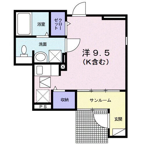 プラシード(ワンルーム/1階)の間取り写真