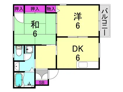 クリアースカイ8B棟(2DK/2階)の間取り写真