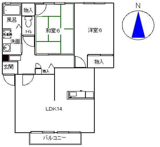 メゾン昴(2LDK/2階)の間取り写真